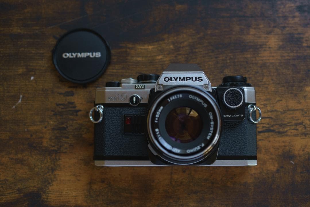 動作品 OLYMPUS OM10 + Mアダプター&レンズ2本 付属