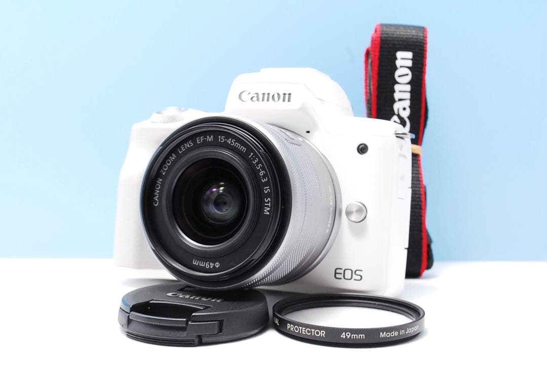 新品級！Canon Kiss M2 ホワイト Wi-Fi搭載 標準レンズセット