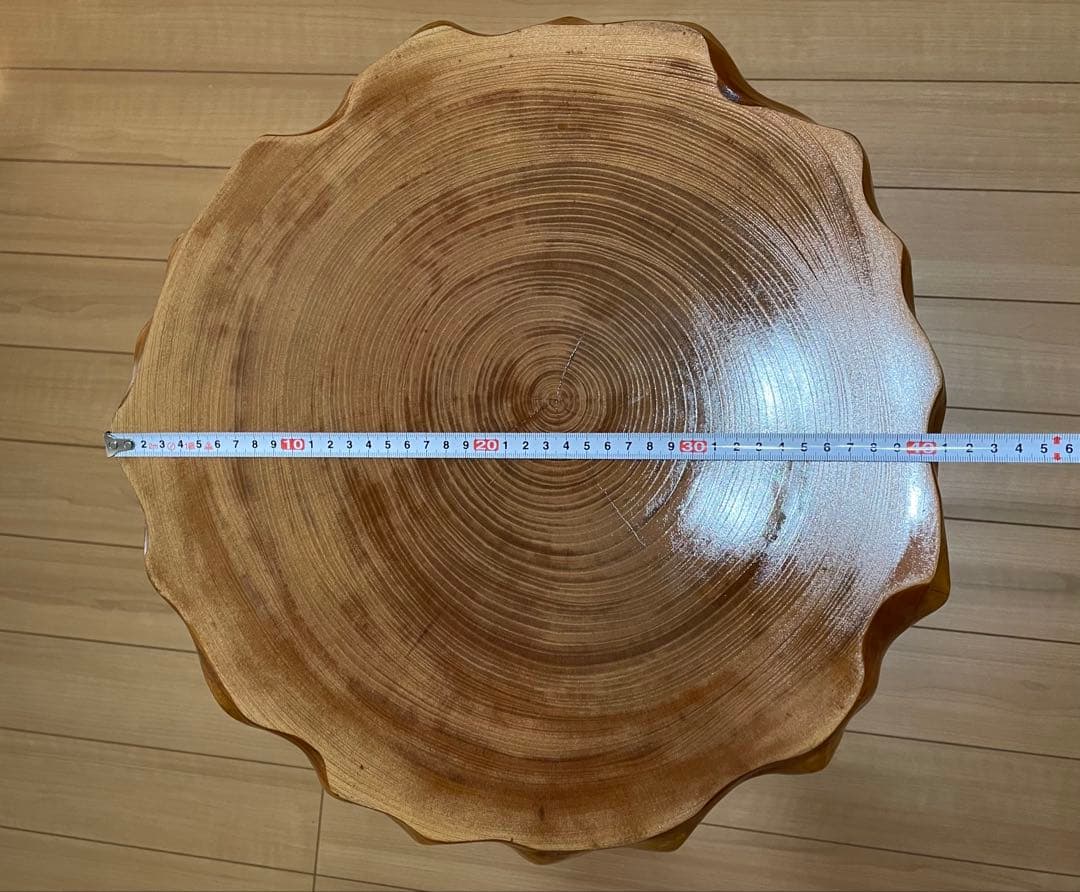 一枚板　無垢　サイドテーブル　ゴールド色脚