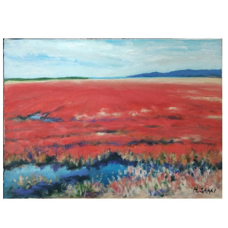 ☆ 境 肇 ☆「サンゴ草」油絵　F4号　新品額！