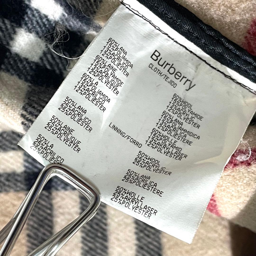 00s　バーバリーロンドン　フード付き　ウールコート　ノバチェック　M〜L相当