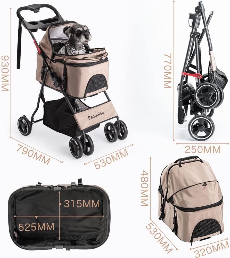 Pandaloli ペットカート 犬 バギー 猫 カート 4輪 耐荷重20Kg