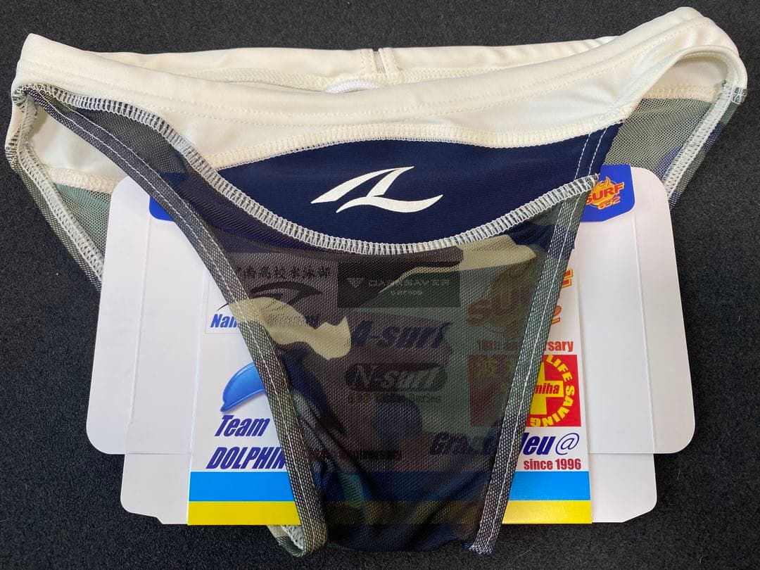 AQUX 透け競パン Sサイズ ブルー・迷彩柄