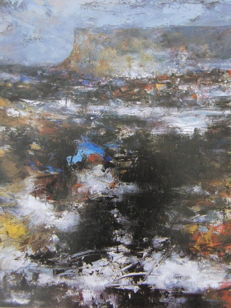 小池タケシ、【北の漁村（落石）】、希少な額装用画集より、新品額装付