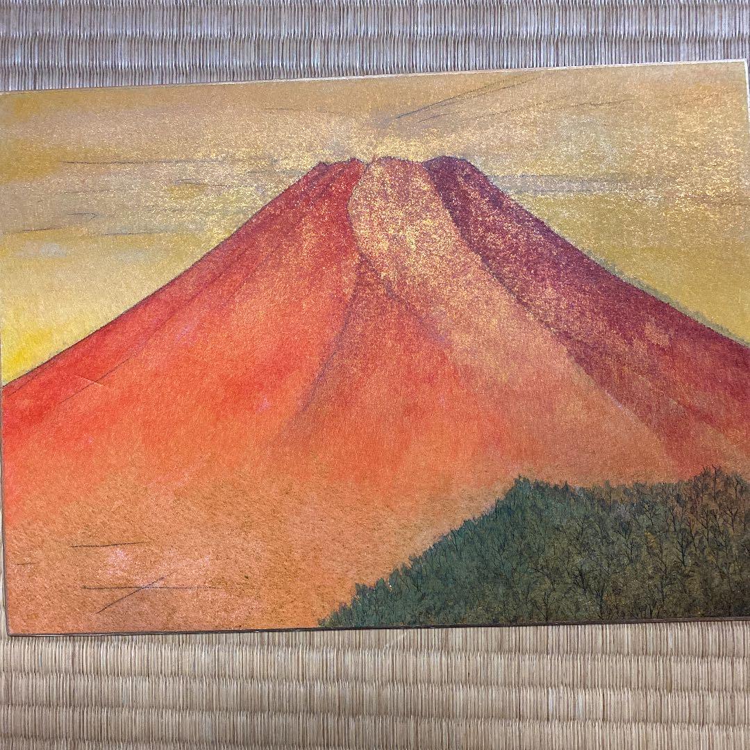 日本画　赤富士