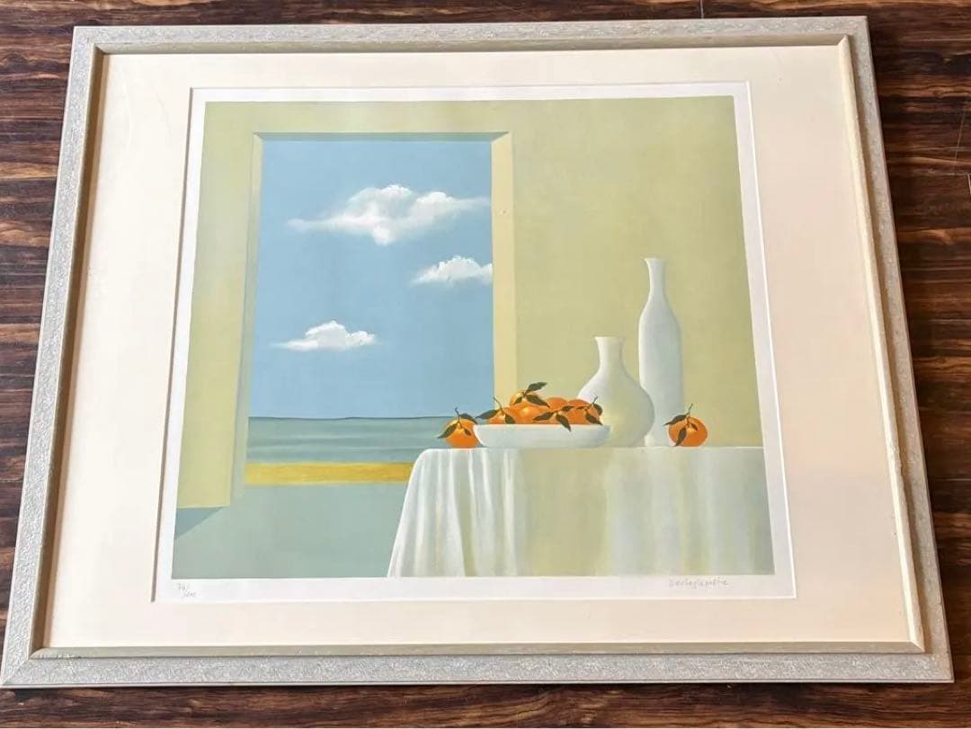 オレンジ リトグラフ サイン有り 額装 74/100 絵画 F