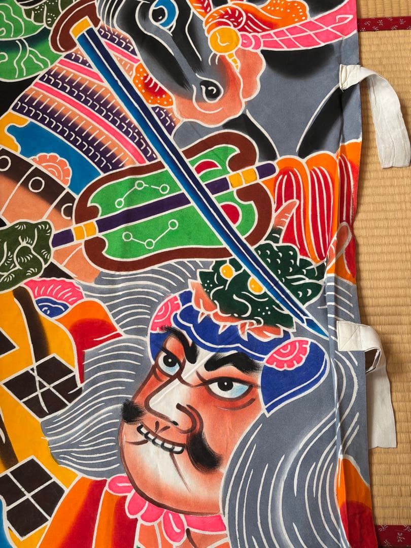 のぼり旗　５人武者　当時物　 71✖️750 1－5