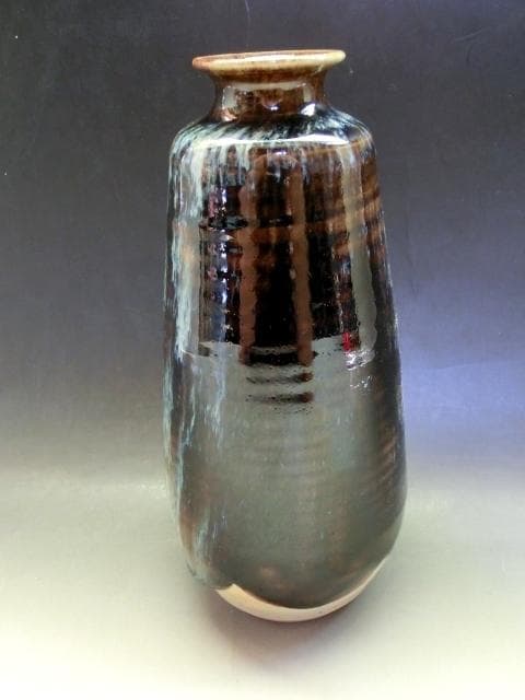 花瓶■釉斑ゆう 清水六兵衛 共箱 花器 花生け 京焼 古美術 時代物 骨董品■