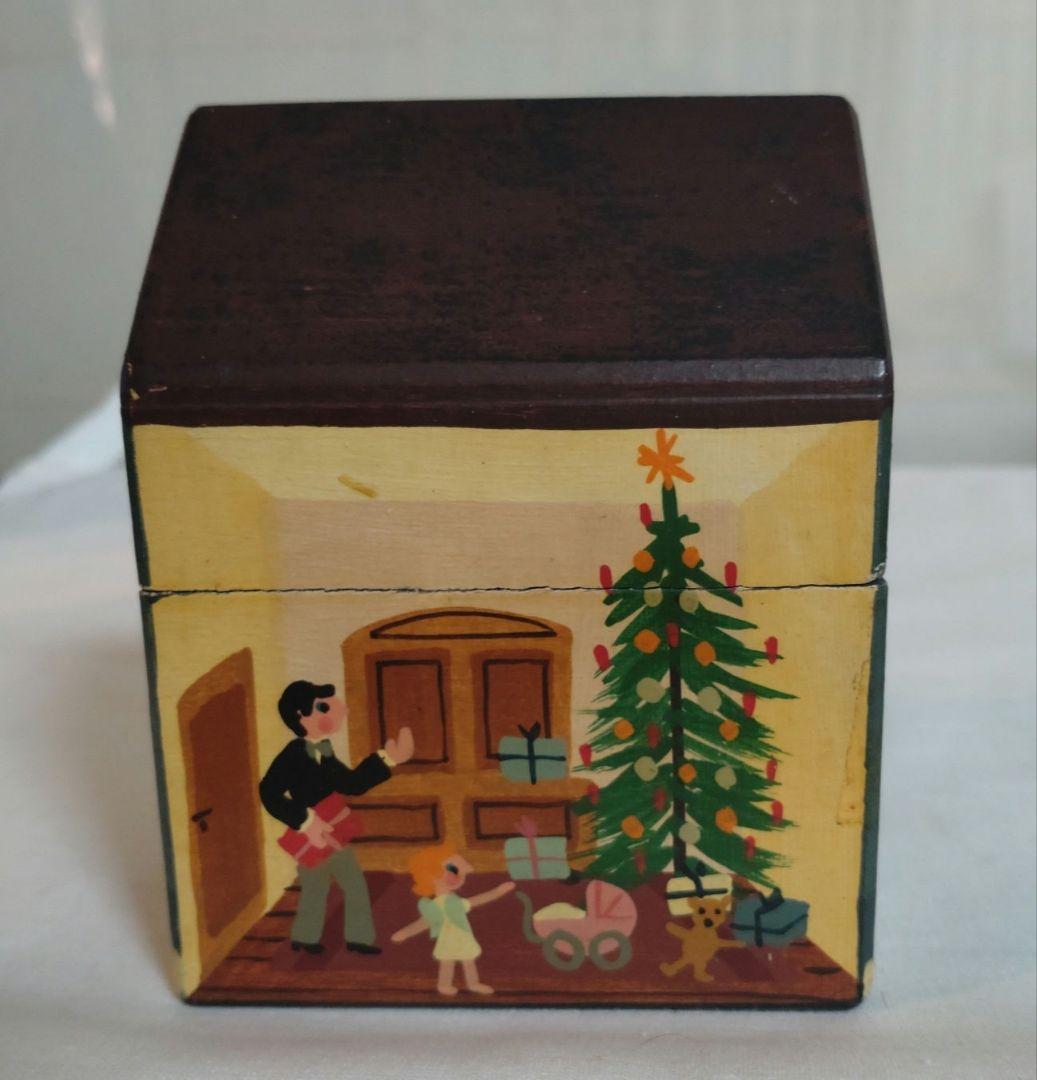 ビンテージ西ドイツETMER-DESIGN製手描クリスマスデザイン木製オルゴール