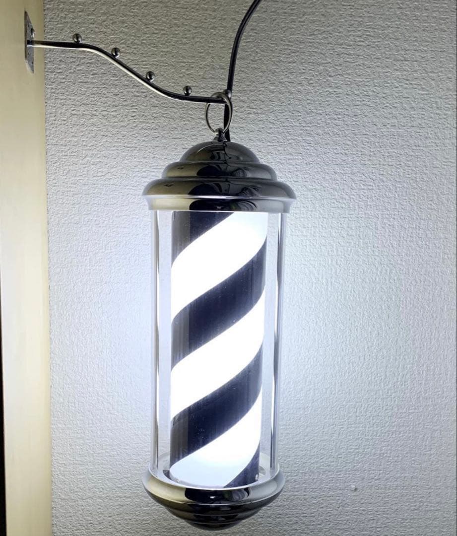 新品 黒×白チェック柄 ミニサインポール 屋内用 理容 美容