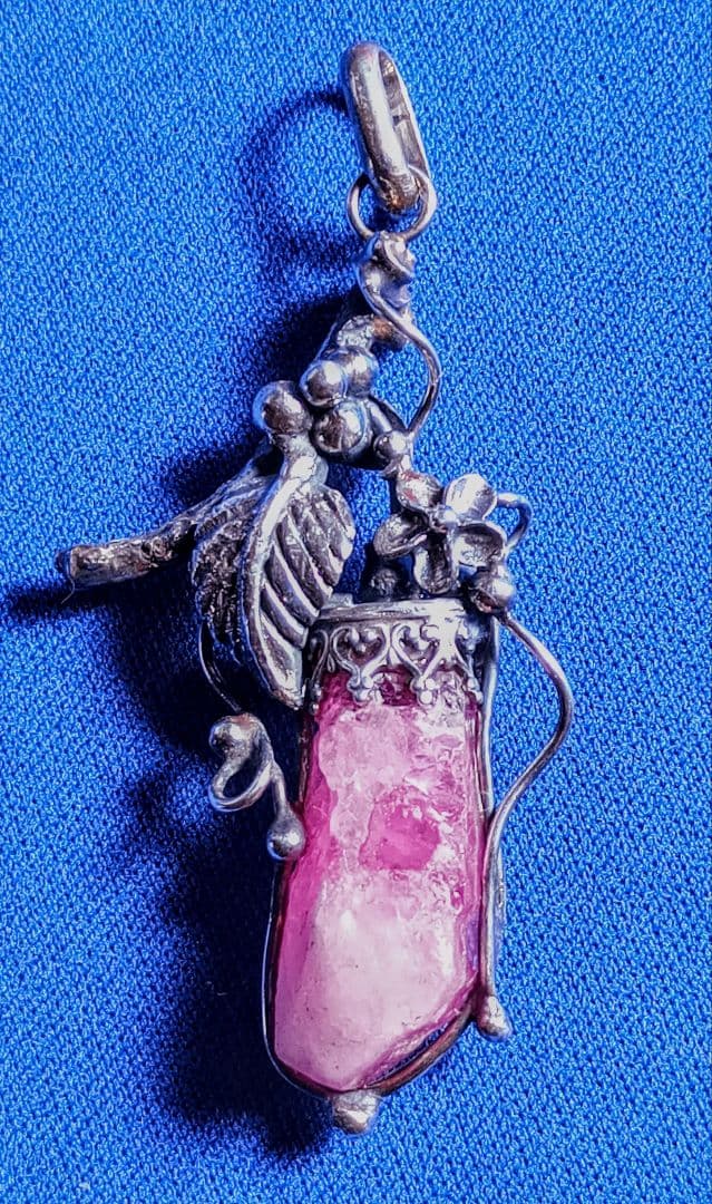 ピンクトルマリンのシルバー手作りペンダント