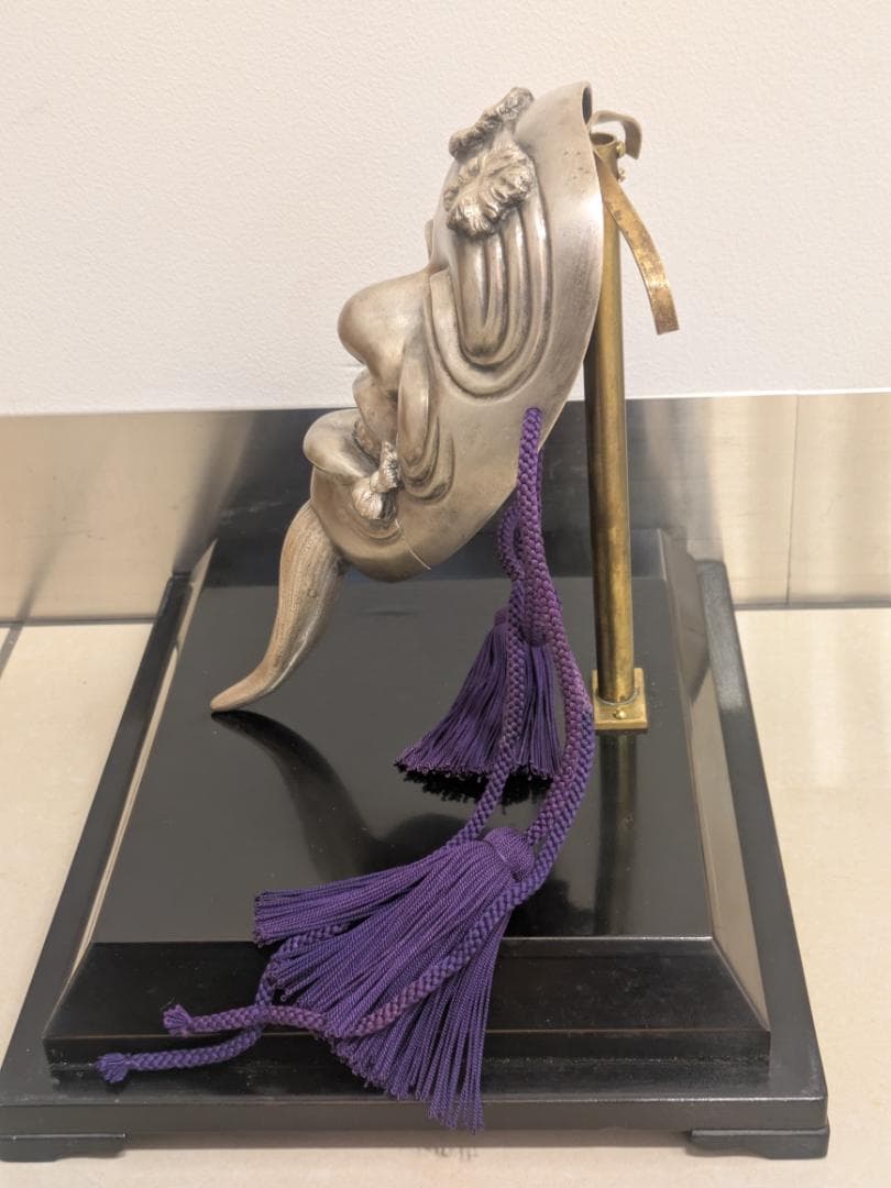 金工師 中野美海作 銀製 翁乃面 置物 ガラスケース 共箱有 シルバー