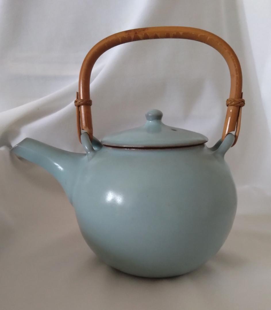 鈴木三成作　急須 猪口3点 青磁 青瓷 作家物