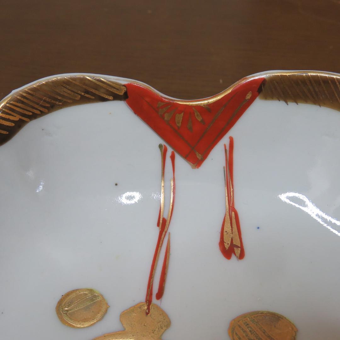 変形鉢 共箱 ネズミ 四角 歪み 窯傷 金彩 色絵付け 小判 祝い皿 10組