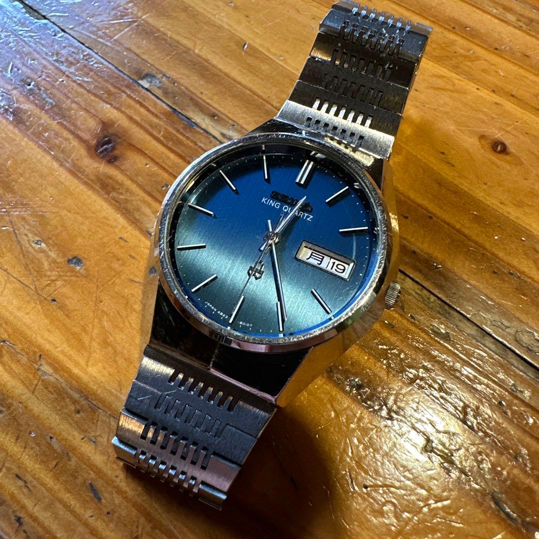 SEIKO キングクォーツ　腕時計 ブルー　稼動品　4823-8010 美品