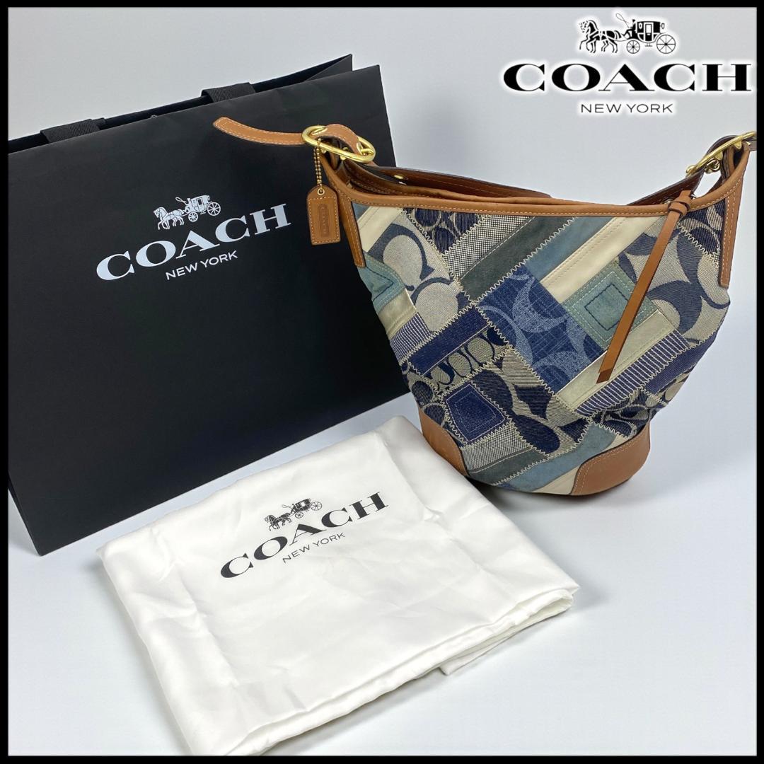 【COACH】デニム×パッチワーク バケツ型ショルダーバッグ
