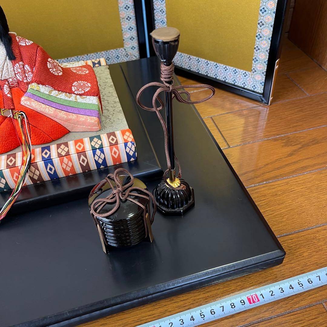 九重雛【真多呂作】男雛 女雛セット/金屏風・飾台・台座・燭台・行器付き/ひな祭り