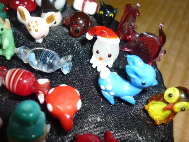 希少美品1950年代スウェーデン製◆ガラス細工 キャラクター他付 まち針 43本