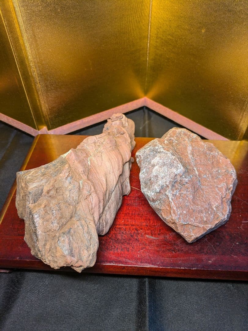 赤石 原石2個セット 計約1.56kg 天然石 未加工 鑑賞用 水石 自然石