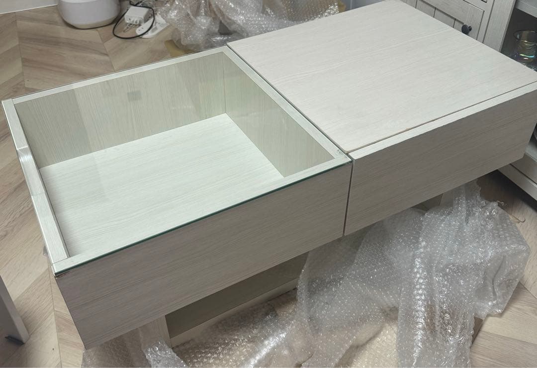 Francfranc テーブル 引き出し ガラステーブル