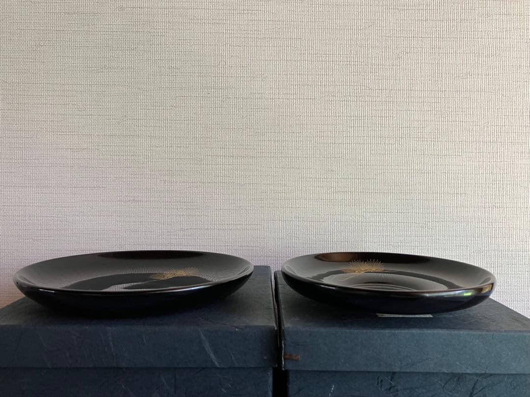 ＊専用＊　　輪島塗　沈金　松　菓子皿 ５枚 ・ 茶托 ５枚　布着請合　極上本堅地