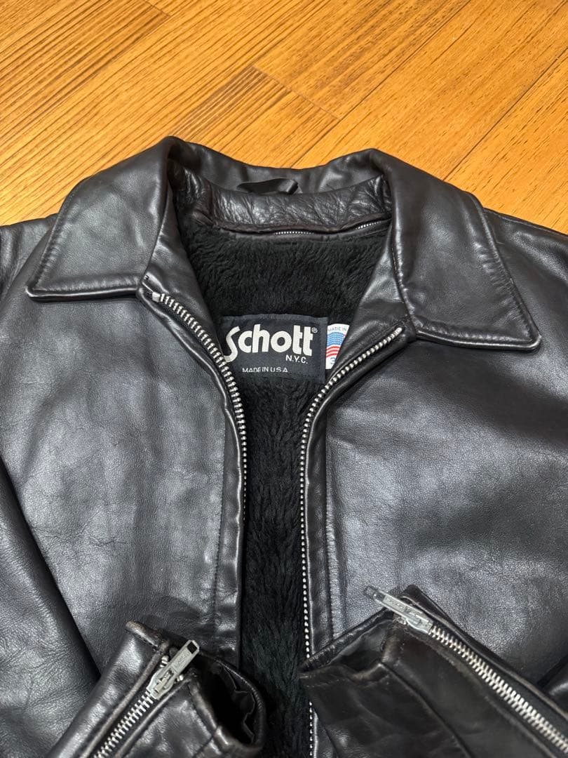 Schott ブラック レザー シングルライダース