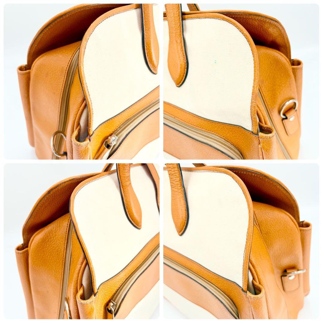 オロビアンコ ガーメントバッグ レザー×キャンバス キャメル スーツキャリー仕様