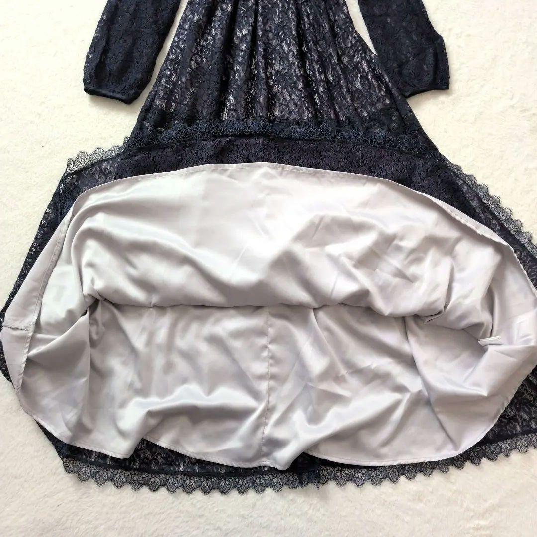 新品✩エミリアウィズ✩レース切り替えロングワンピース✩マキシ丈✩ネイビーＳ