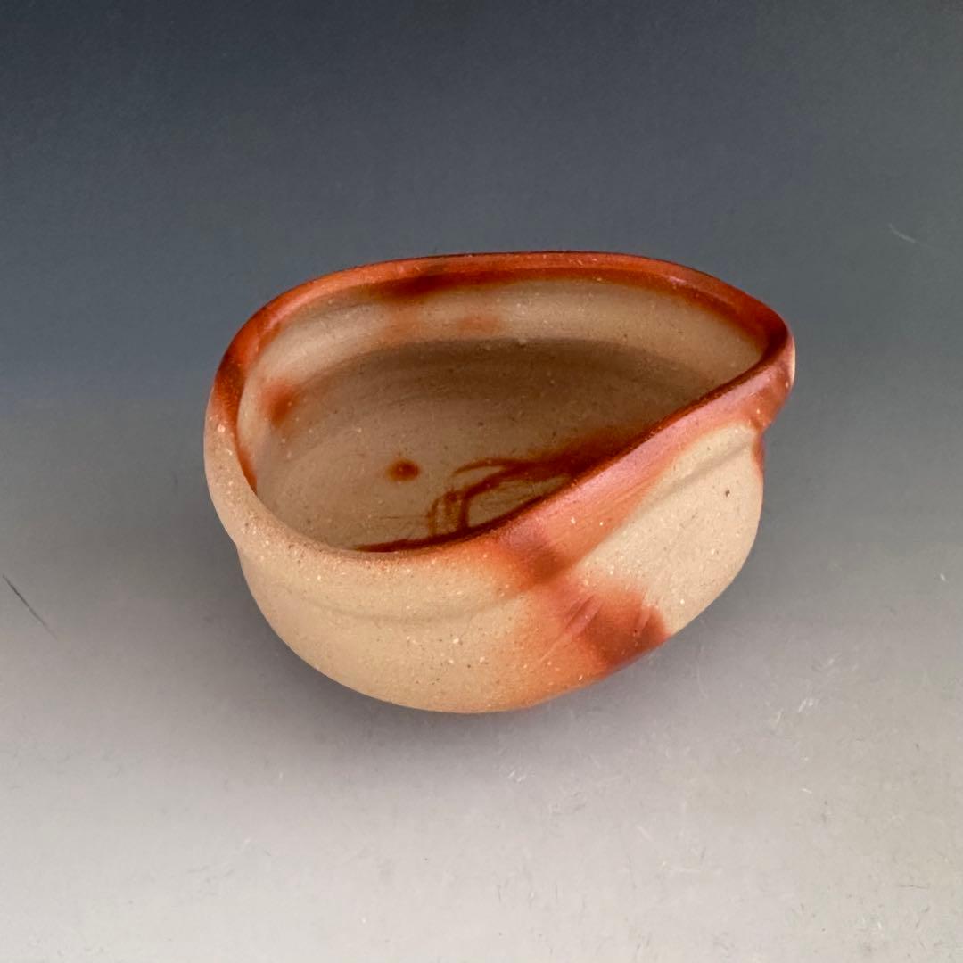 茶道具　備前焼　緋襷　沓形　茶碗　伊勢崎競　共箱　陶芸　茶会　稽古　薄茶　抹茶