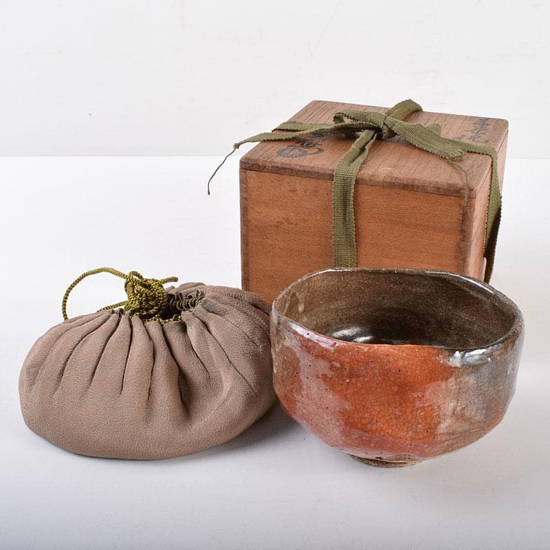 茶道具　楽吉左衛門　赤楽茶碗　共箱　D　R4165