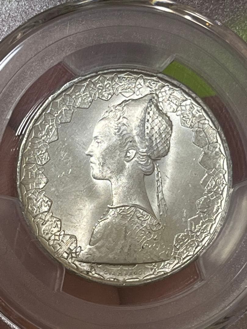 PCGS MS63 外国銀貨 イタリア　1966年　500リラ　銀貨 本物