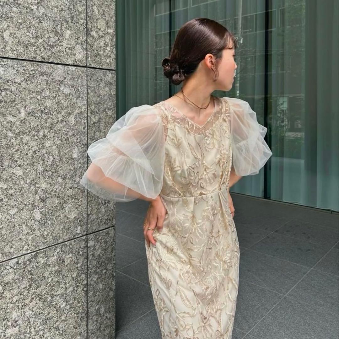 Lerure(リルアー)Fluffy sleeve pencil dress