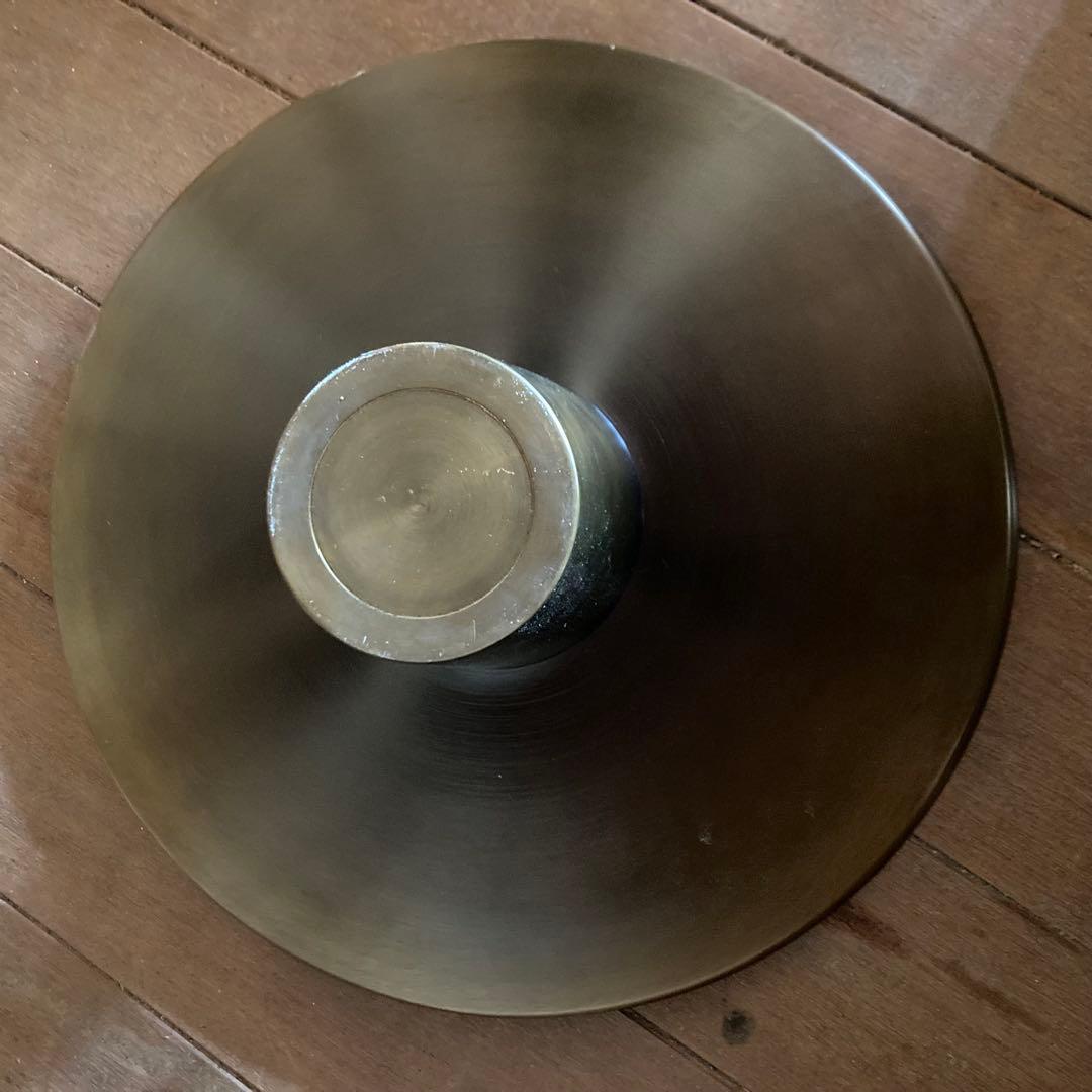 華道具　池坊　薄端　銅製花器　花入　生け花　三足　唐金製　山水　銅器　インテリア