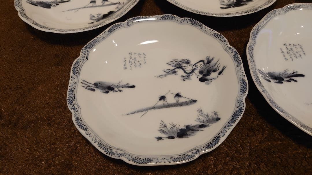 古伊万里　伊万里　染付　輪華皿　６寸皿　蔵出し　５客