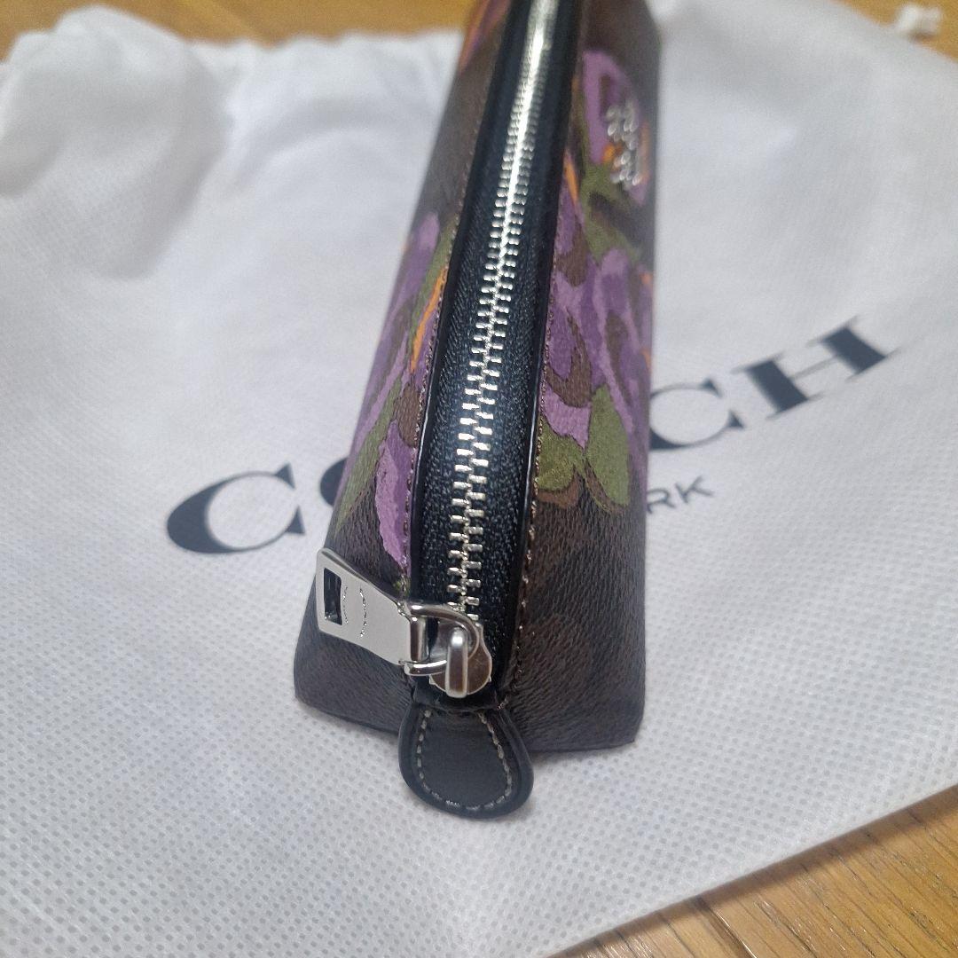 COACH 花柄レザーペンケース 保存袋付き