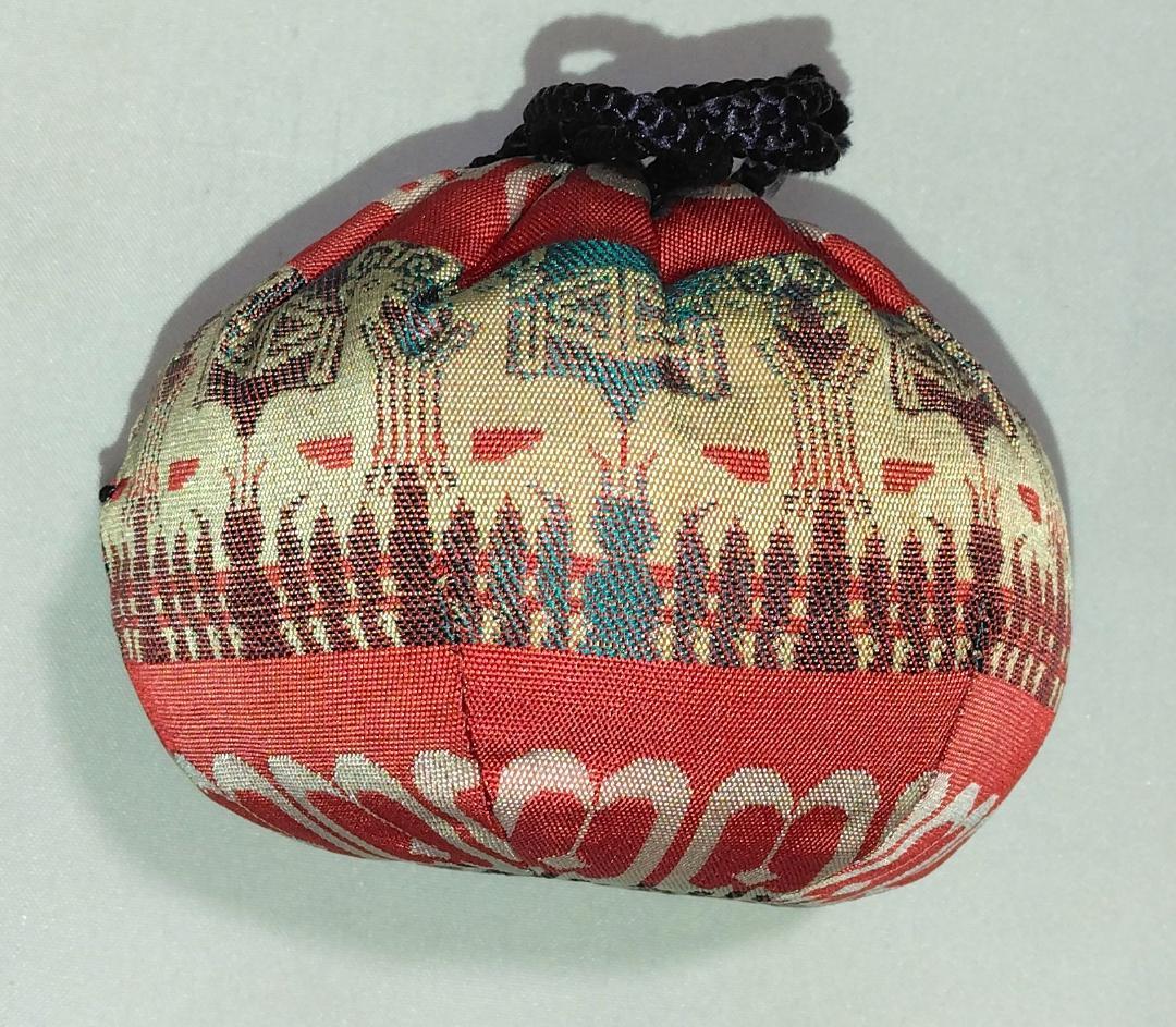 茶道具　備前焼　木村陶峰作　備前桟切焼大海茶入　高昌吉洋文仕覆付　美品！！