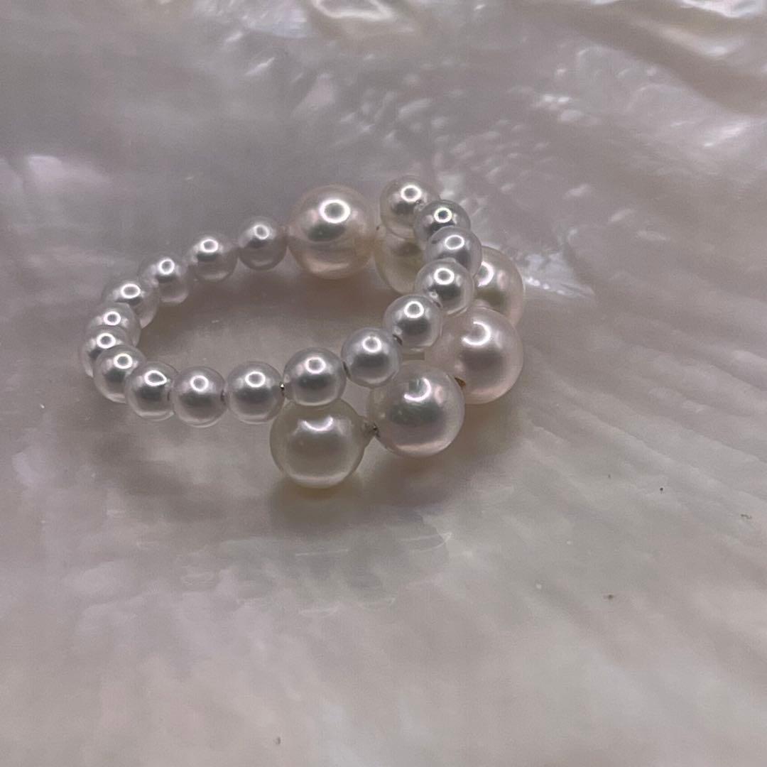 アコヤ真珠と淡水真珠のコンビネーションリング