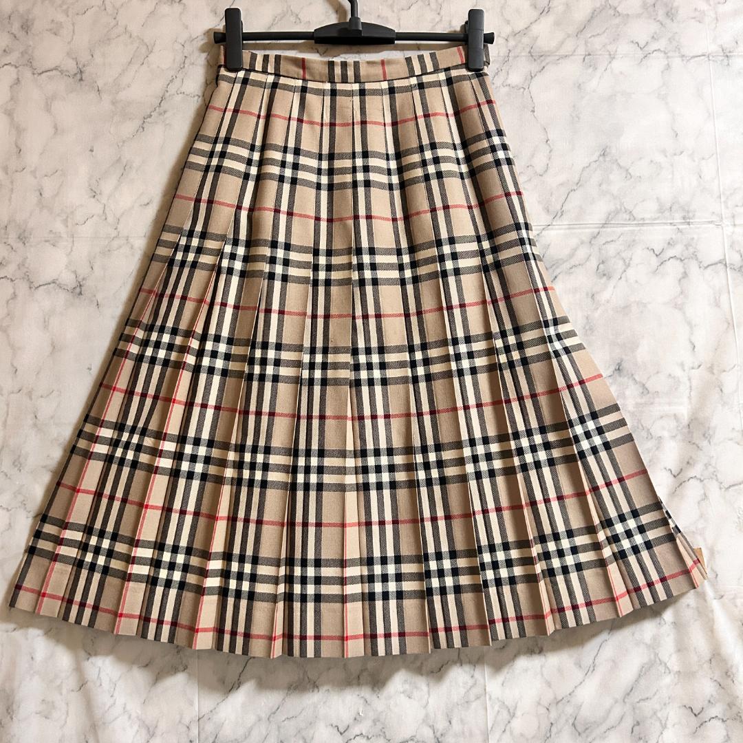 BURBERRYS バーバリー プリーツスカート ノバチェック ベージュ ウール