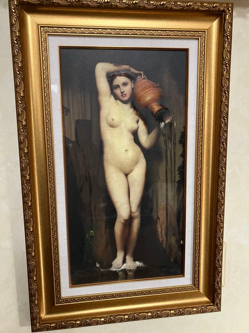 ドミニク・アングル「泉」 立体複製画　額縁付き