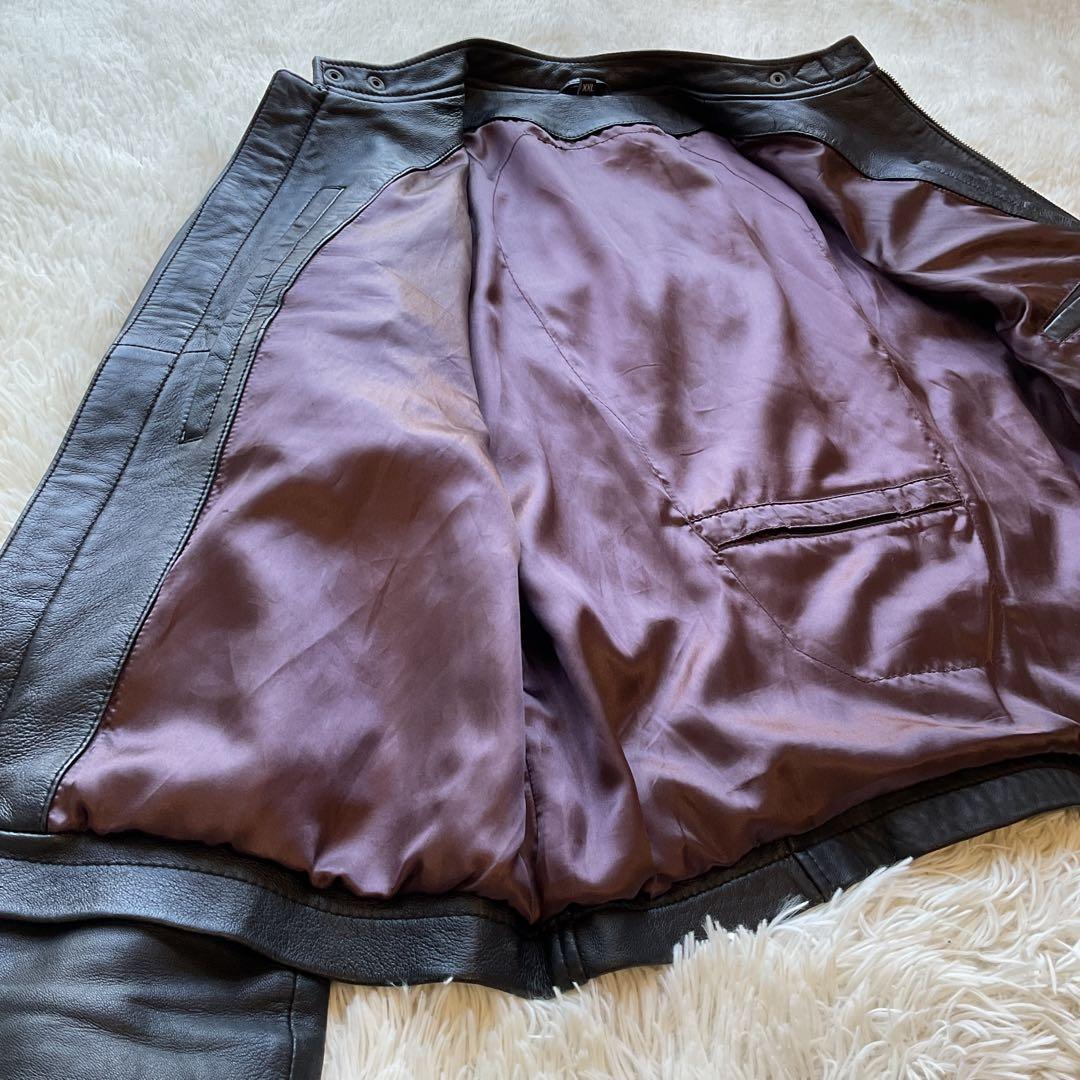 人気✨RIDEZ レザージャケット　シープスキン　本革　ブラック　XXL 大きい
