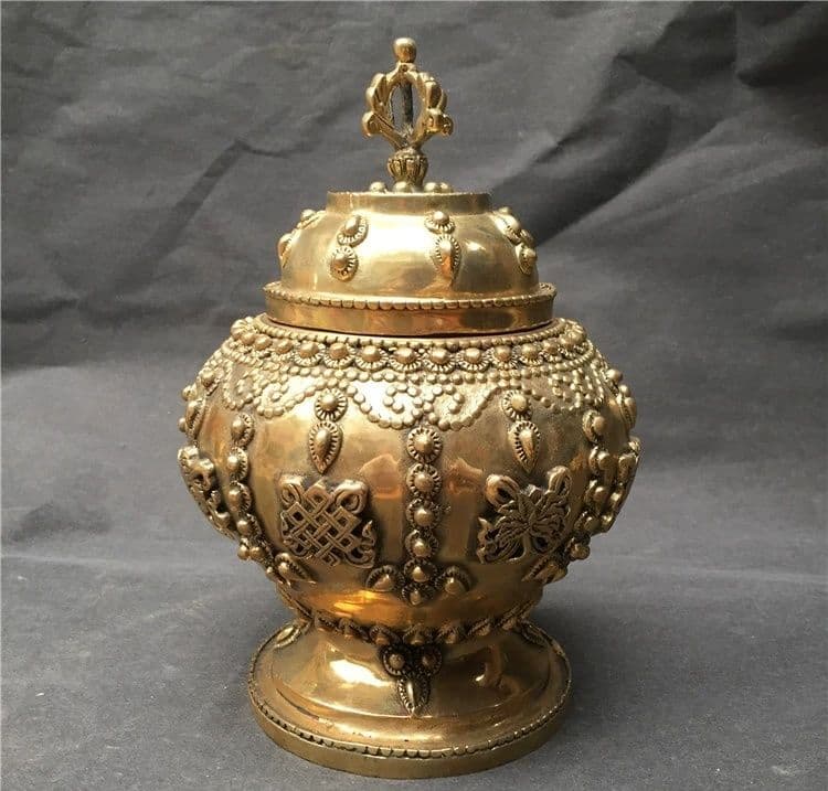 銅器 八宝缶 招財 聚宝缶 鎮宅 辟邪 開運 風水 置物 工芸品