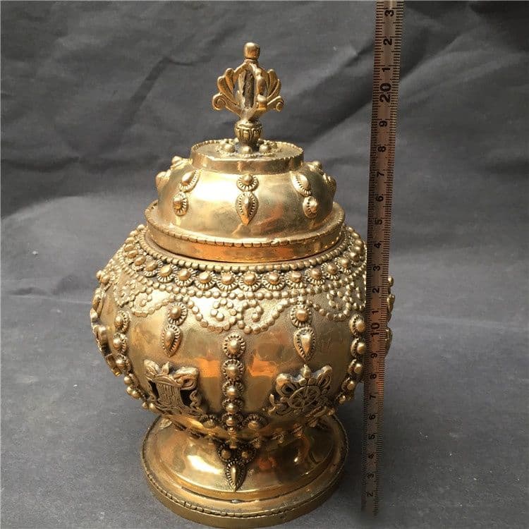 銅器 八宝缶 招財 聚宝缶 鎮宅 辟邪 開運 風水 置物 工芸品