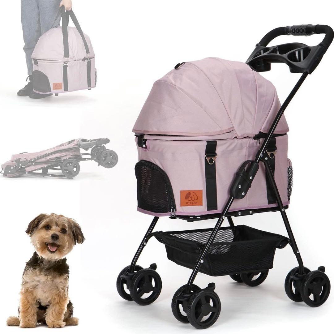 ペットカート ⭐️ 分離式 ペット4輪360°回転 猫犬兼用 軽量 取り外し可