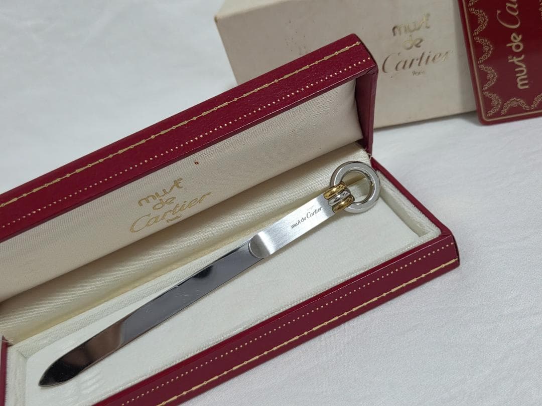 正規良 激レア カルティエ トリニティリング装飾 ロゴ ペーパーナイフ 付属有