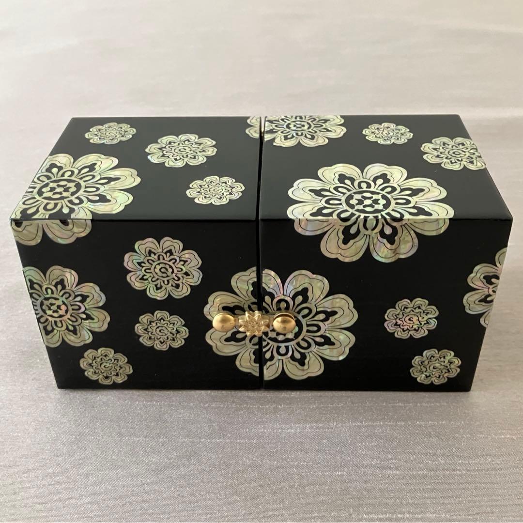 螺鈿(らでん)細工 韓国伝統工芸 ジュエリーボックス 小物入れ 双子宝石箱