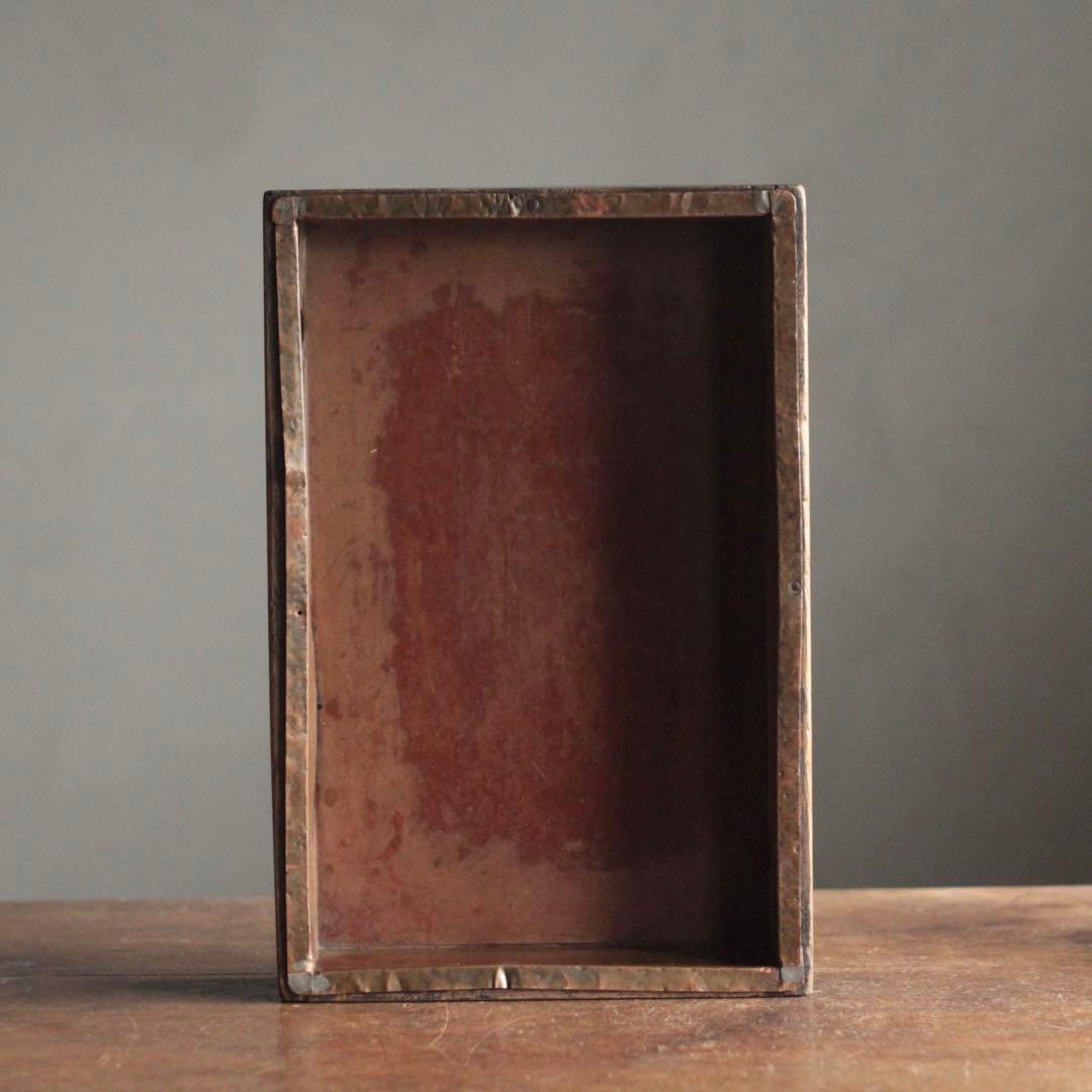 古い 内側銅張 木の トレイ トレー 箱 古道具 アンティーク