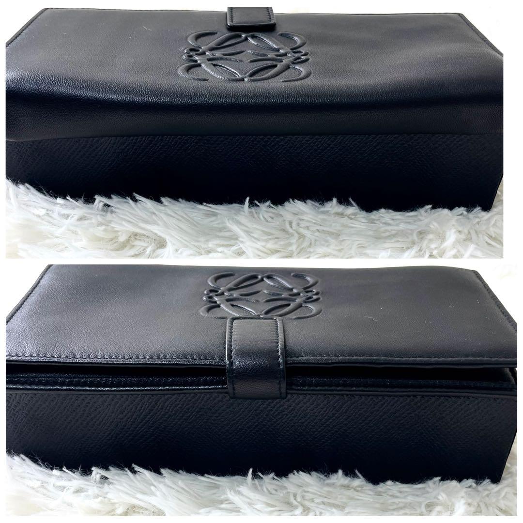 ロエベ　LOEWE 長財布　折り財布　シープスキンレザー　ブラック　黒