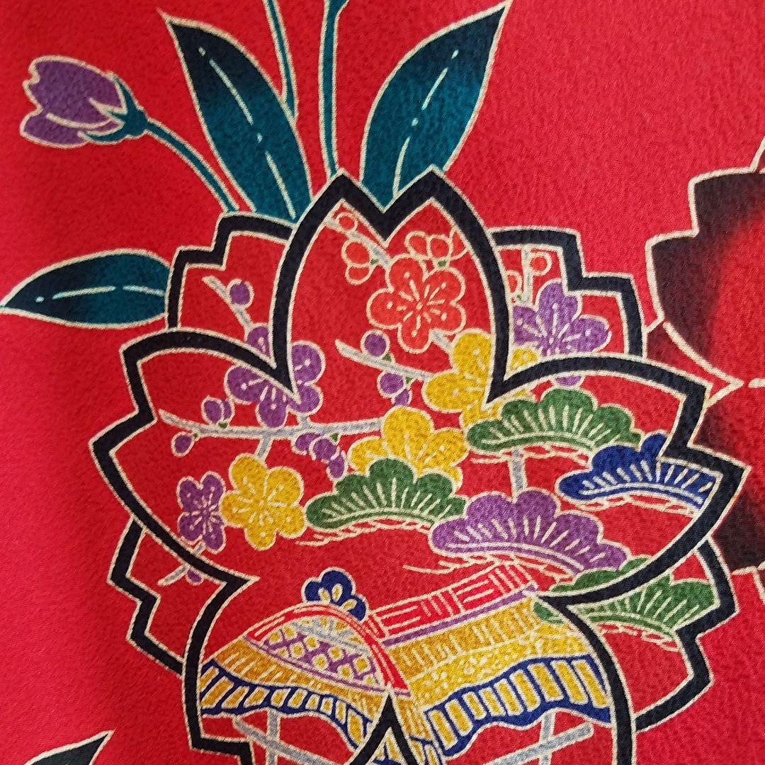 トマト正絹ちりめん絞り古典柄