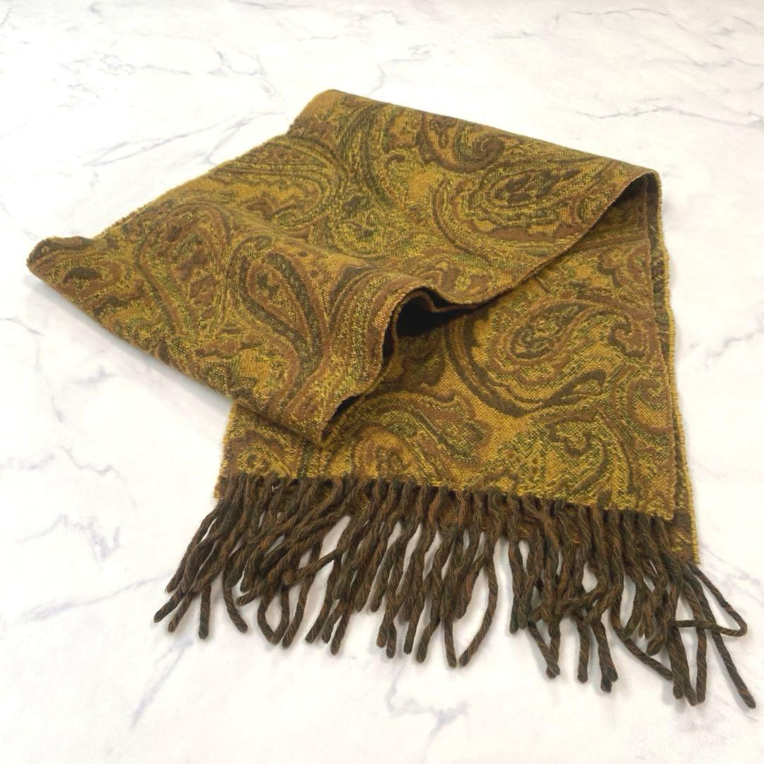 ETRO エトロ　ペイズリー柄マフラー　キャメルブラウン　ランボスウール