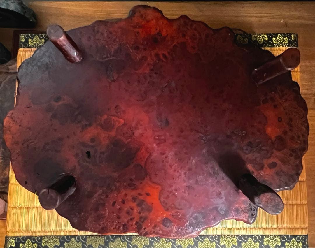 天然時代木 花梨 美玉杢 四足 花台 香台 盆栽台 50㎝